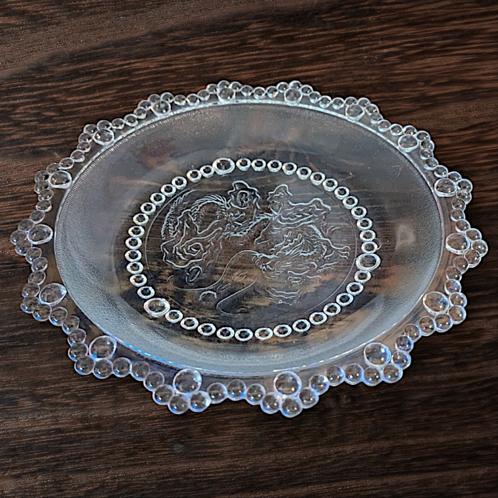 Vintage Masserini Glass Catch-all Dish w/Barocco Italian Bubble Lace Detailing